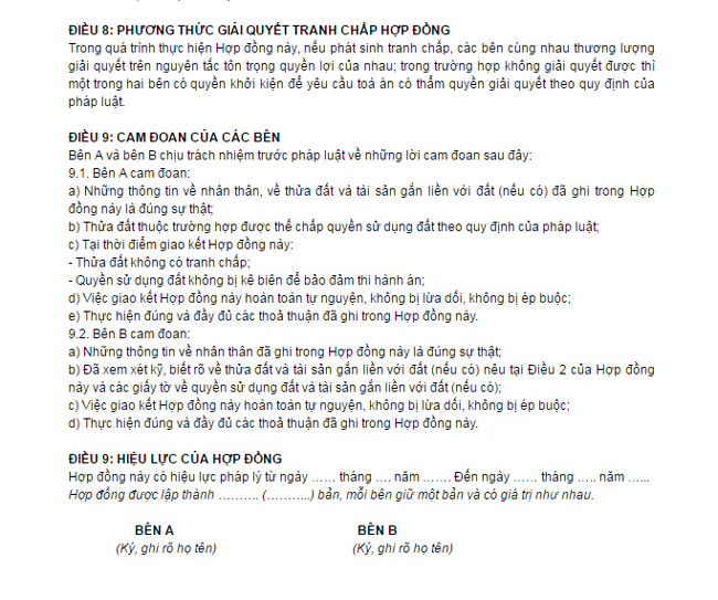 Mẫu hợp đồng vay thế chấp quyền sử dụng đất