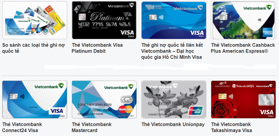 Thẻ ghi nợ Vietcombank, làm thẻ, hình ảnh thẻ chip - \